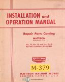 Mattison-Mattison 24, 36 36-48, Hanchett Surface Grinder, Operation and Parts Manual 1954-24-36-36 x 48-01